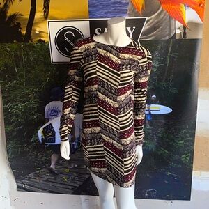 Beautiful, long sleeve mini dress tribal print